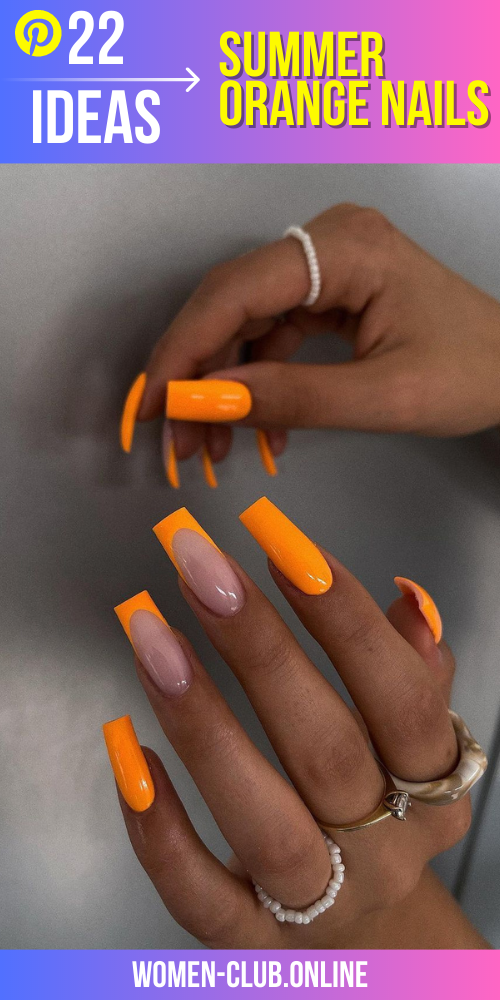 Summer nails in orange: 22 ideas