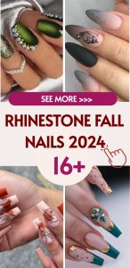 Rhinestone fall nails 2025 16 ideas: Add sparkle to your fall manicure