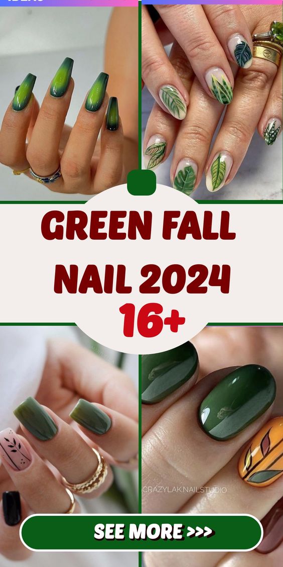 Green Fall Nail 2025 16 Ideas: Embrace the colors of nature in your nail art
