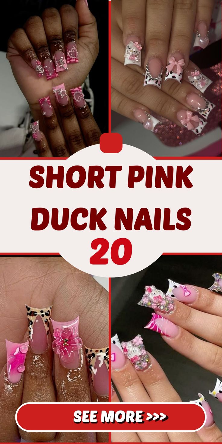 20 Short Pink Duck Nails: A chic and fun nail trend