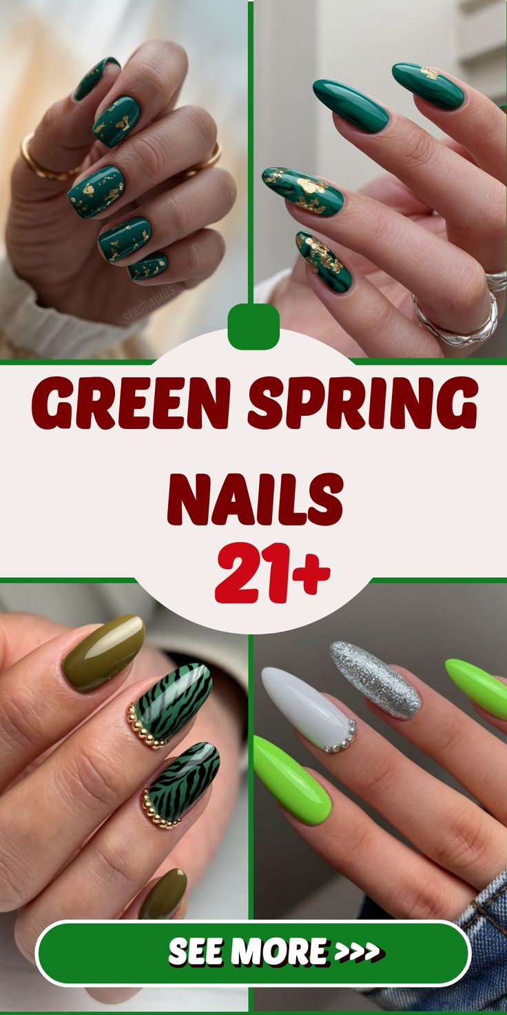Green spring nails: 21 new ideas for 2025