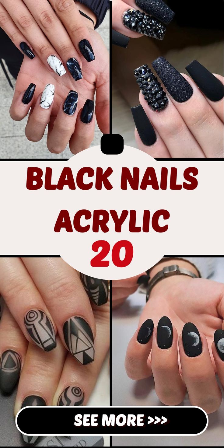 Black Acrylic Nails 20 Ideas: Embrace the bold and elegant look