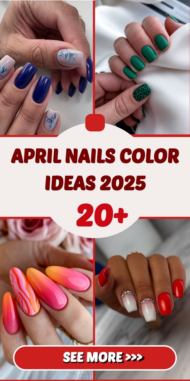 20 Amazing Nail Color Ideas for April 2025 – Trendy, Solid and Colorful French Styles