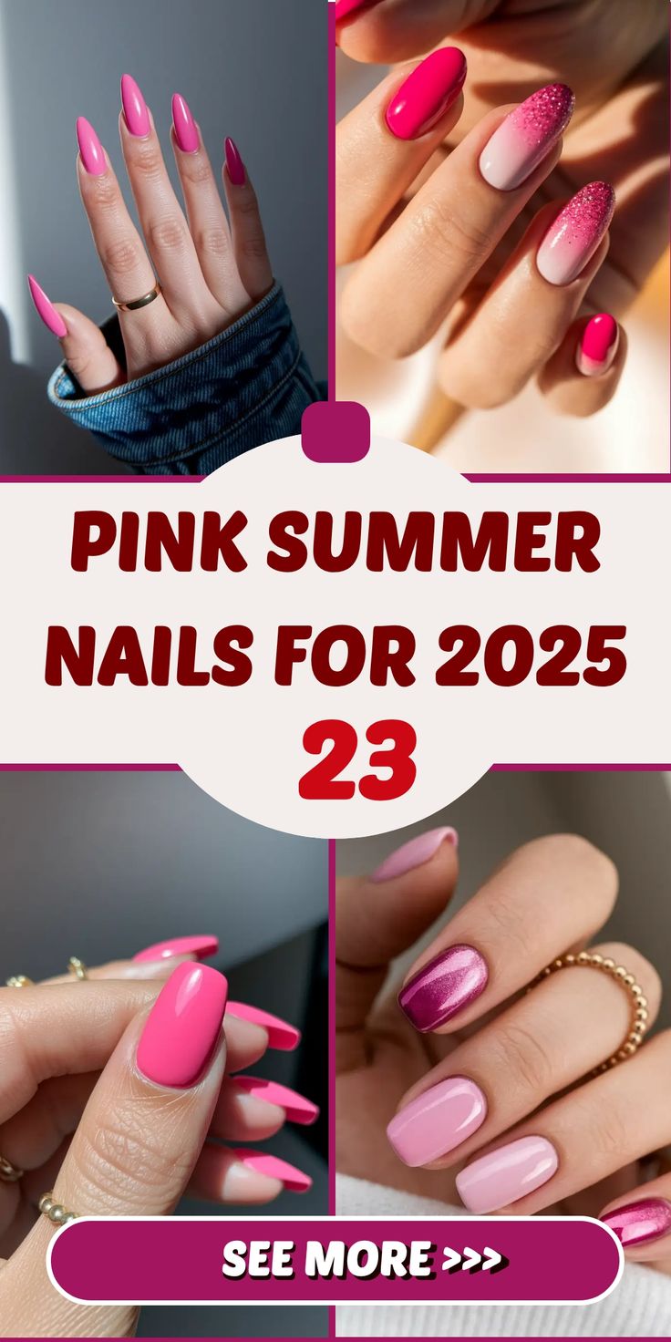 Pink Summer Nails for 2025 Vibes: Pretty Designs in Almond, Coffin & Square Shapes