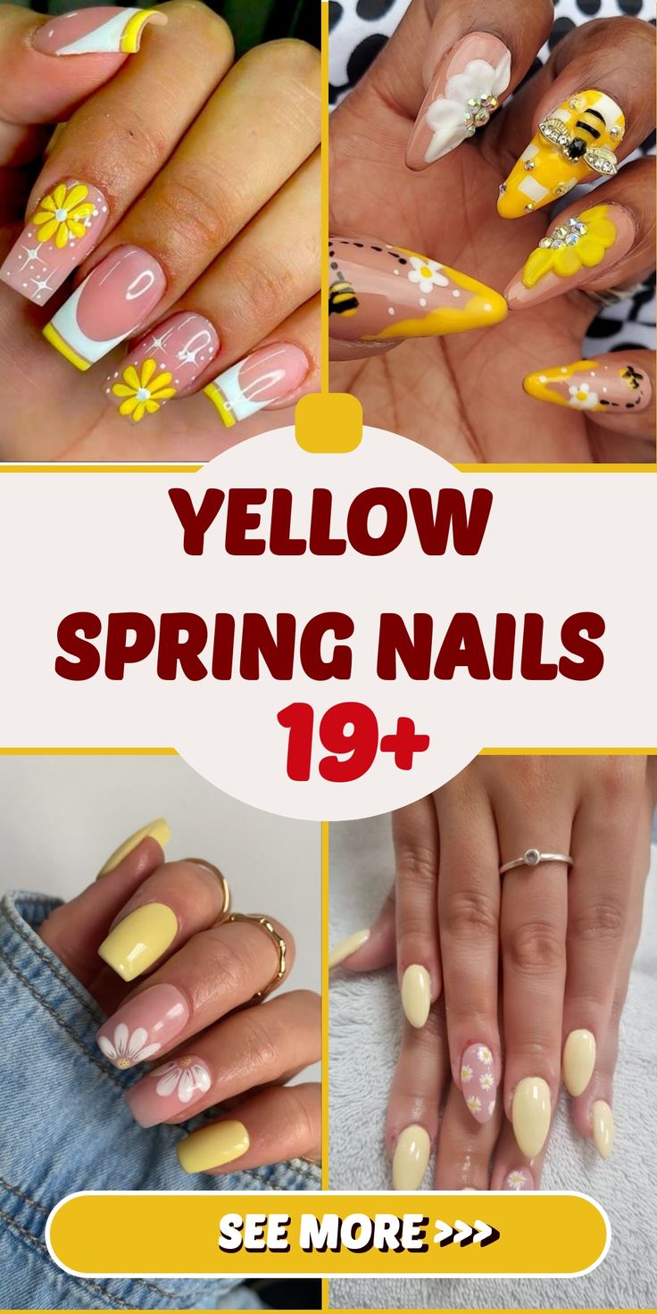 Spring yellow nails: Decorate your look with cheerful designs