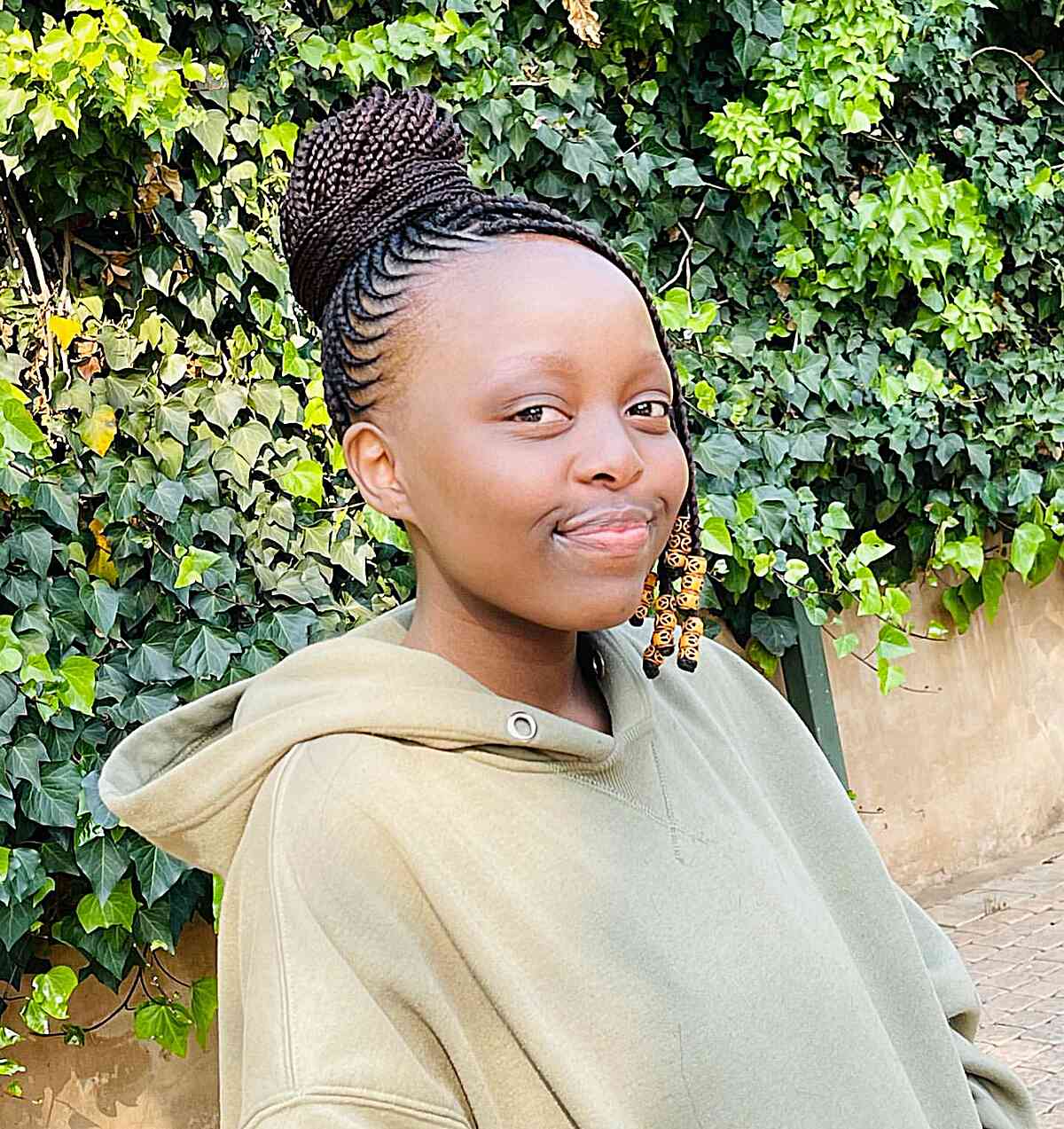 Feed into an Upstyle braided bun with beads