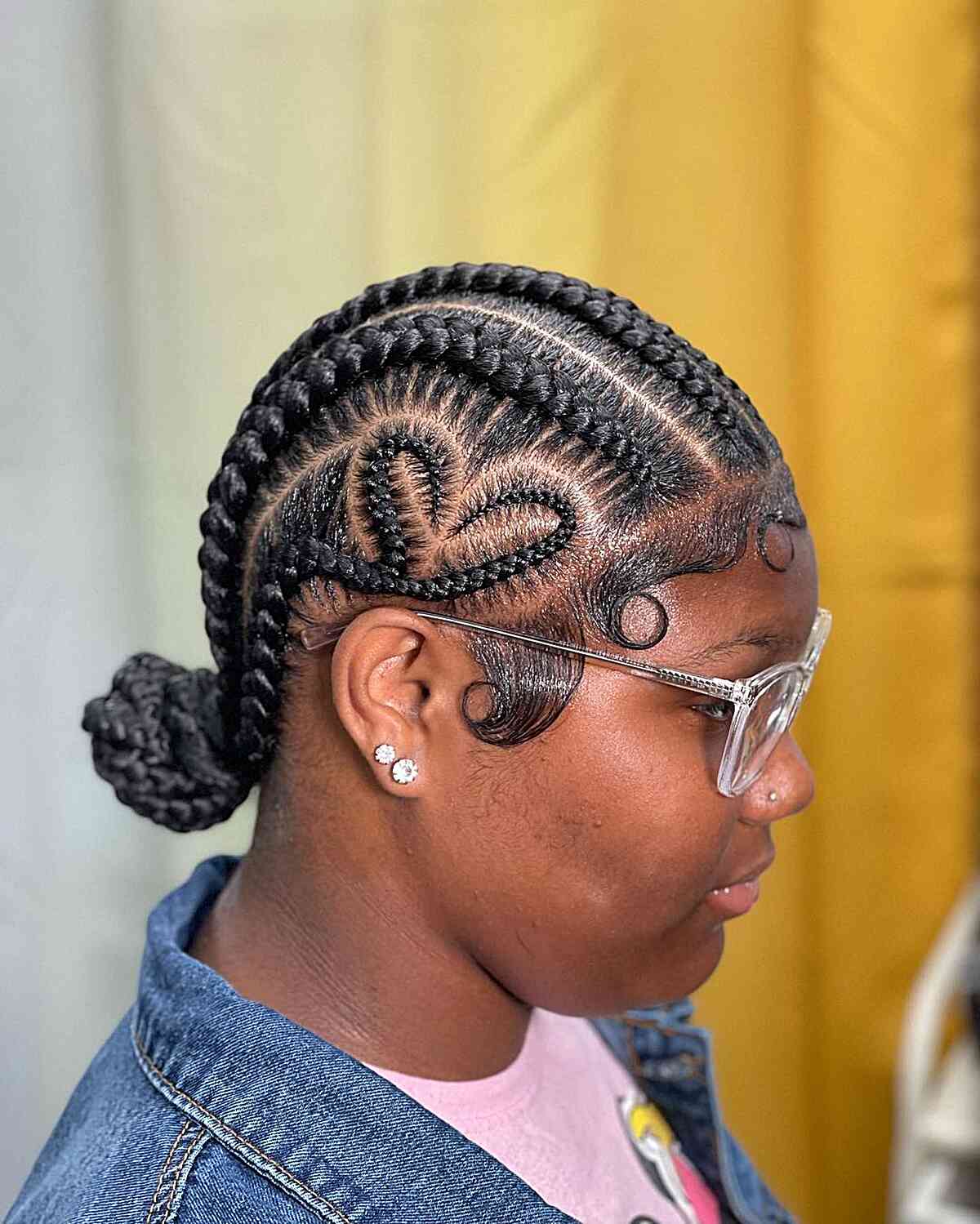 Low bun with knotless braids
