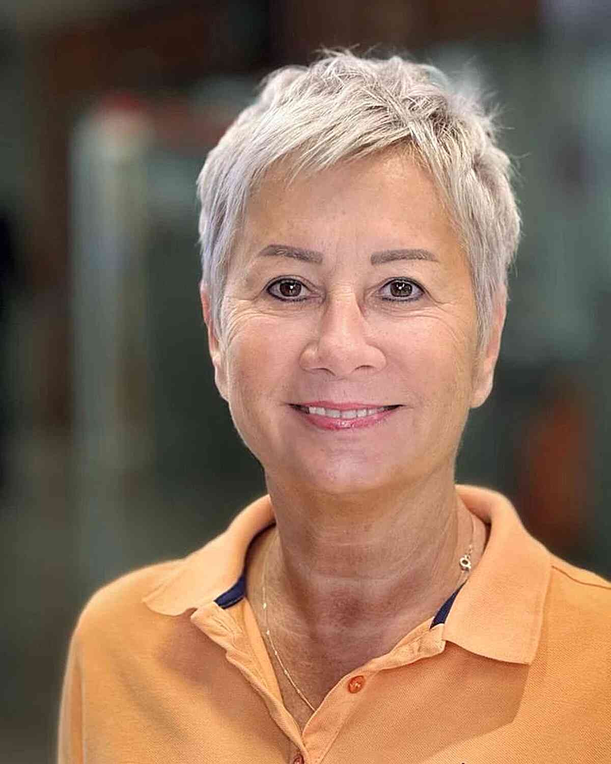 White side parted pixie for fine hair for 60 year olds