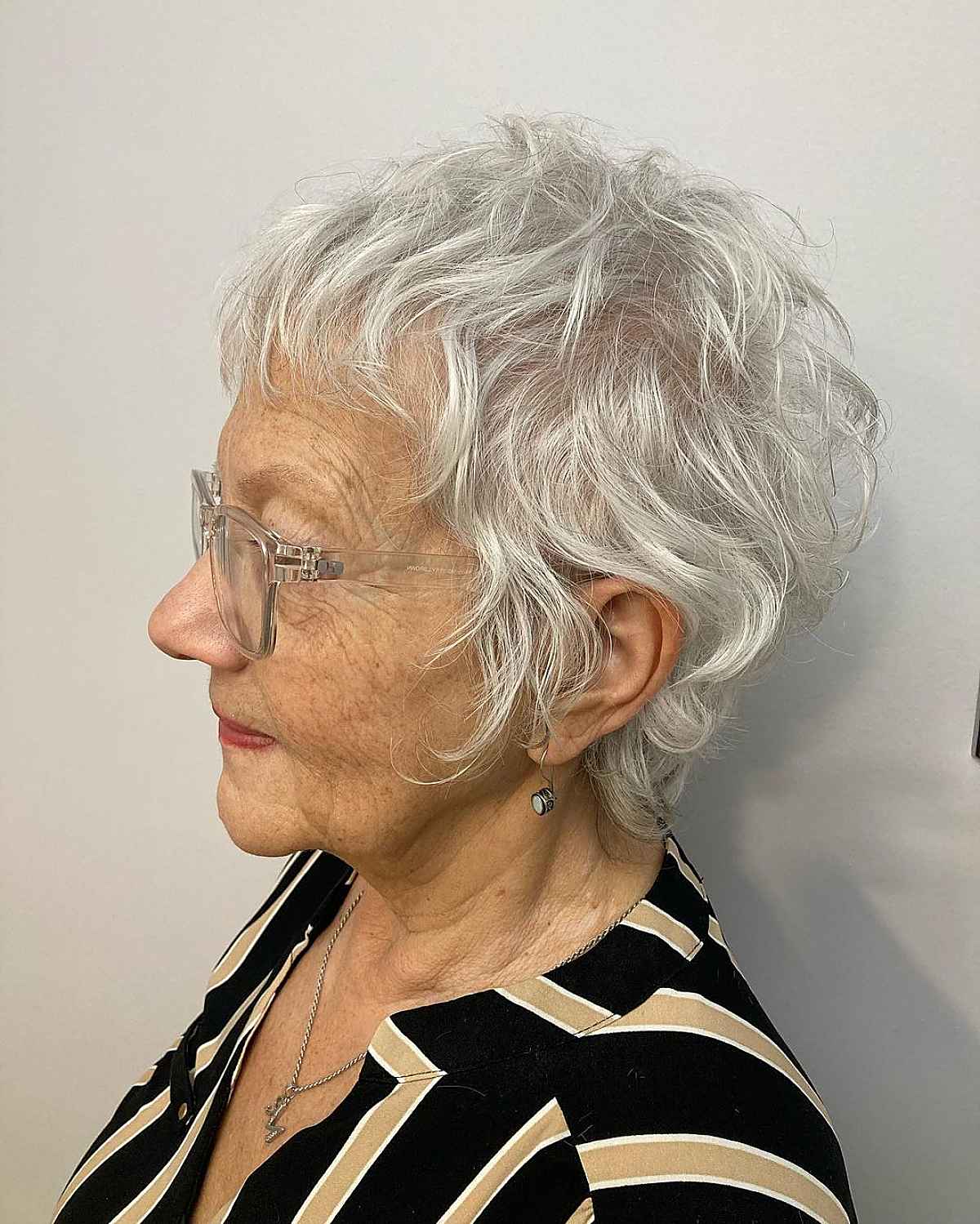 Pixie mullet for grannies with wavy hair