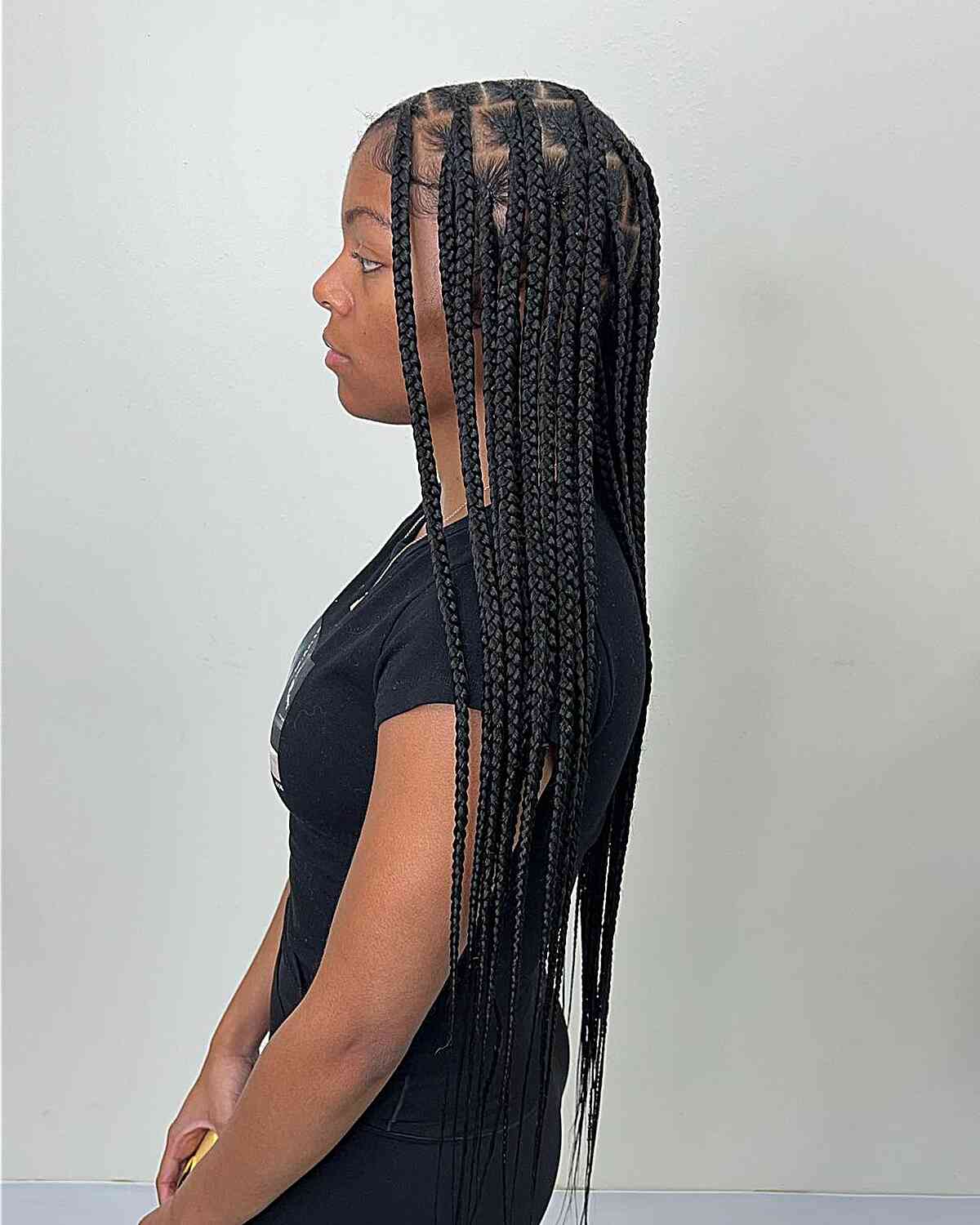 Super medium length box braids without knots for natural hair