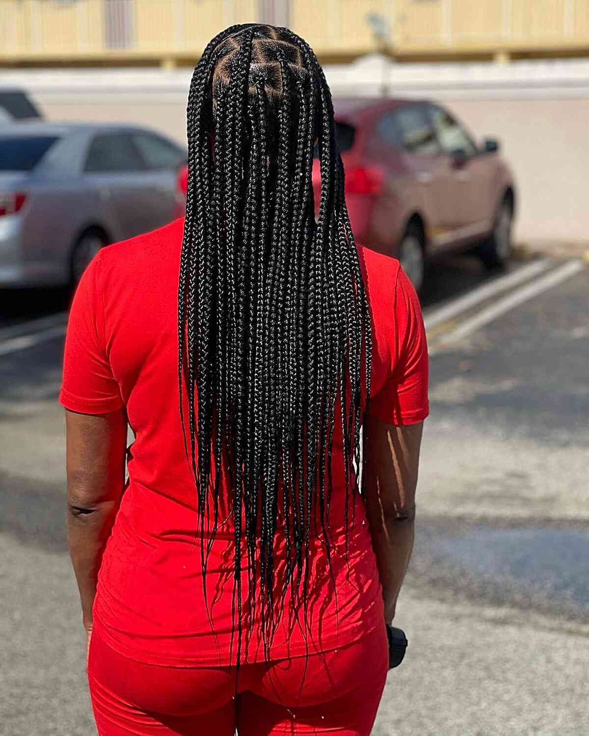 Medium length protective braids without knots