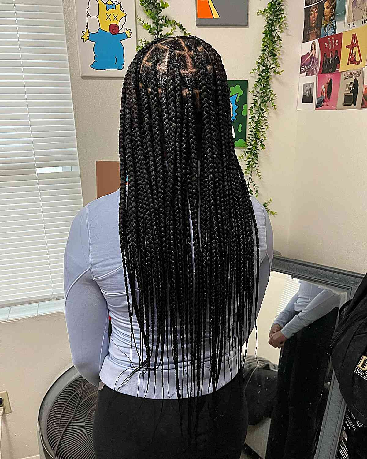 Big box style for medium length box braids without knots