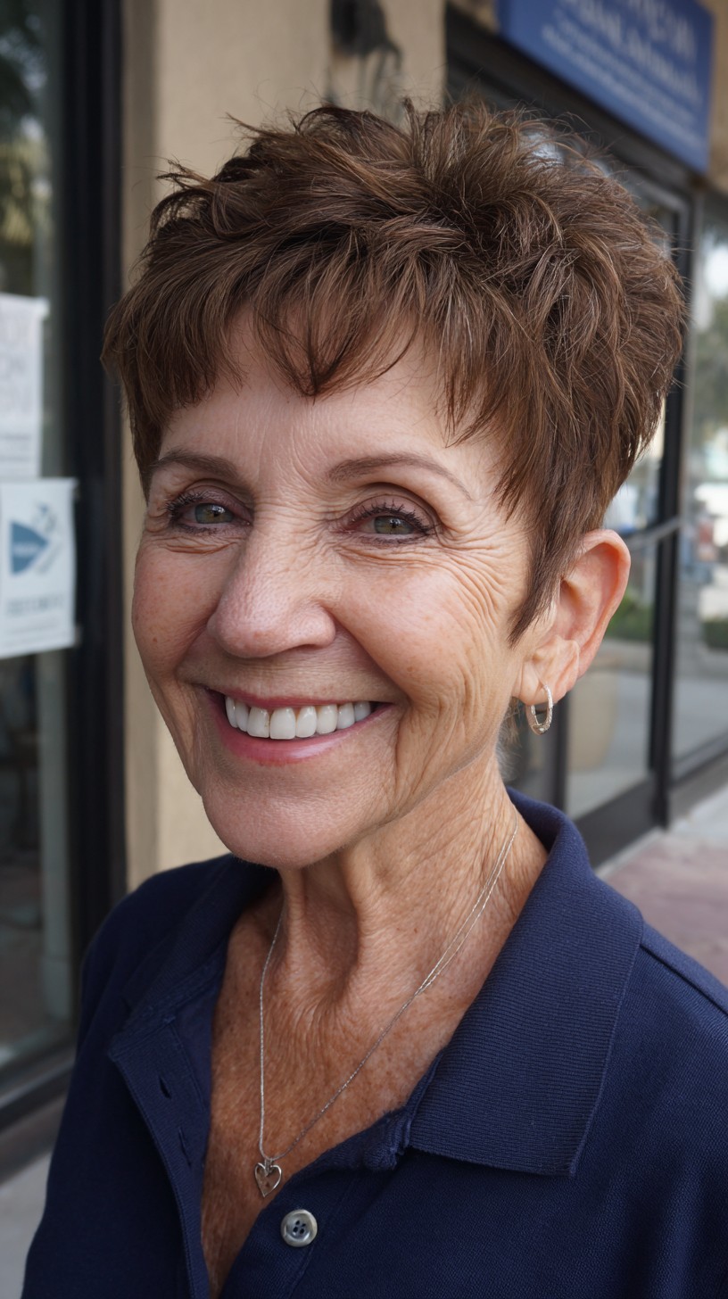 Charming Chestnut Spiky Pixie for Silver Streaks