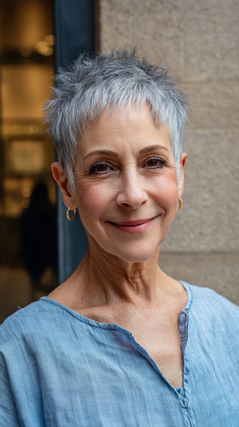 Silver Elegance Shaggy Pixie for Graceful Aging