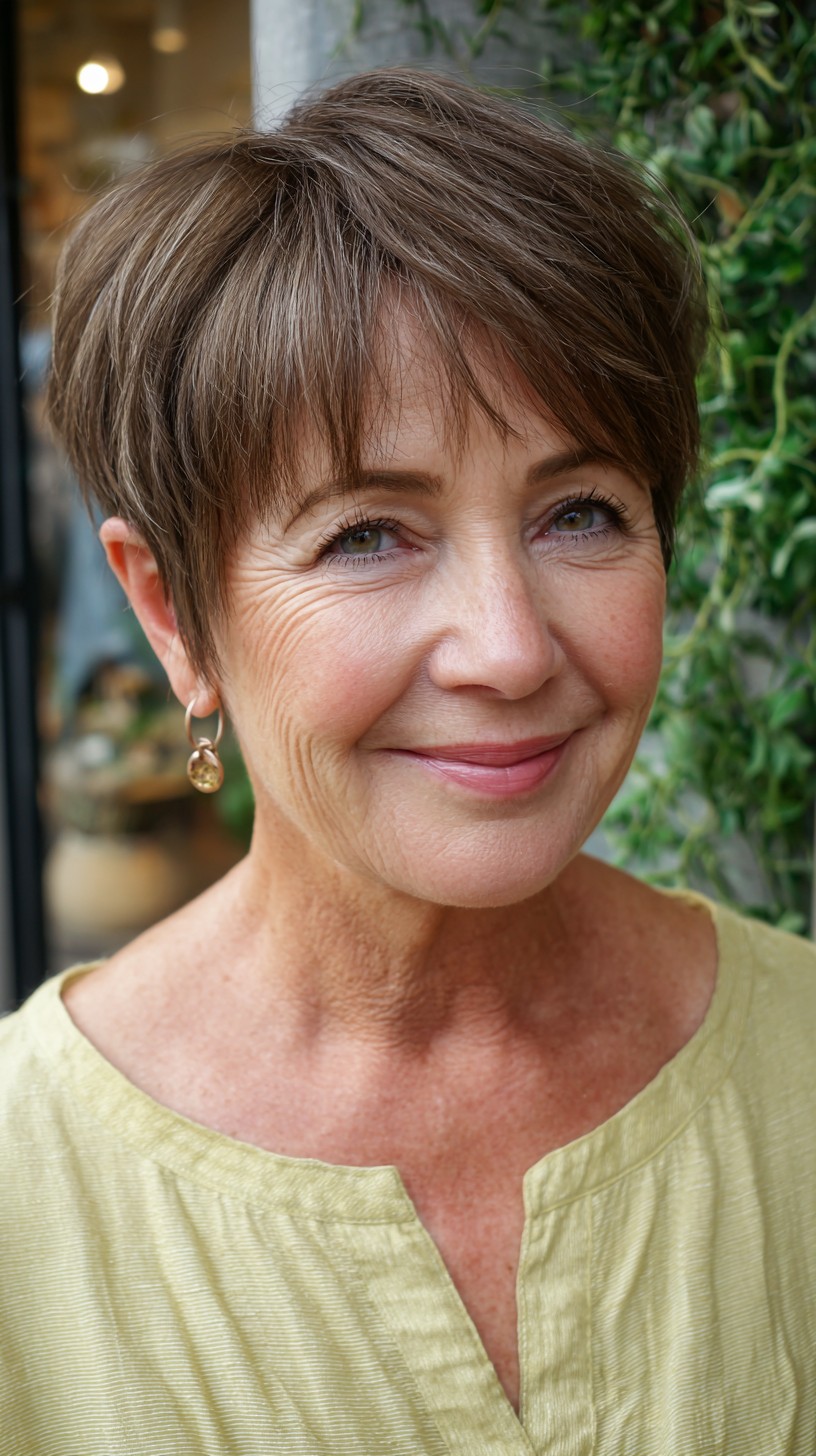 Textured Chestnut Tapered Pixie Cut