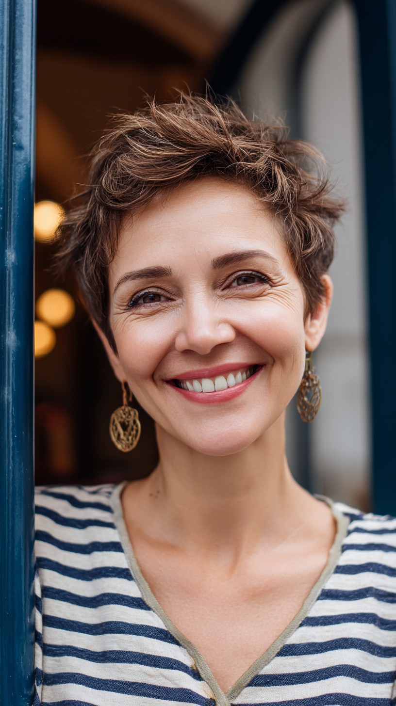 Breezy Textured Pixie with Soft Side Bangs