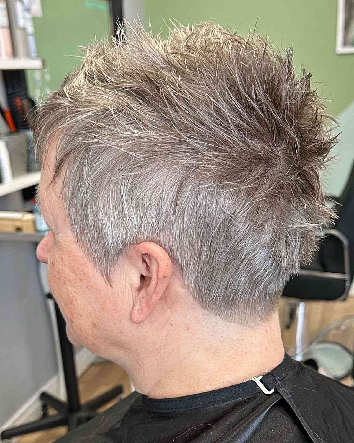 Spiked Pixie Style for Short Choppy Layers on women aged 60 with Grey Hair