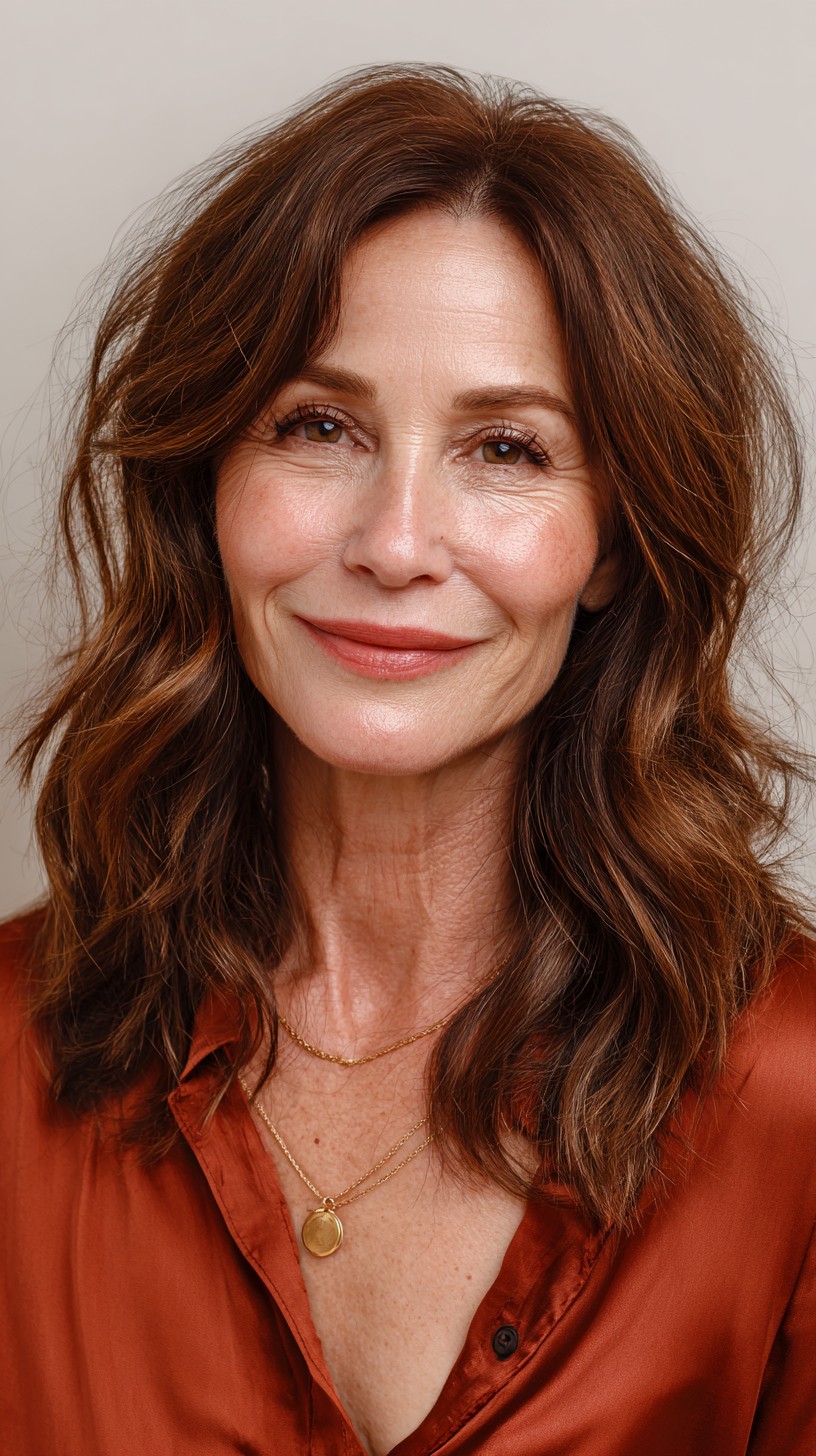 Brunette Waves with Natural Gloss