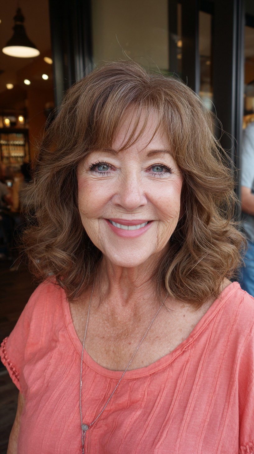 Charming Copper Tousled Curls for Women Over 60