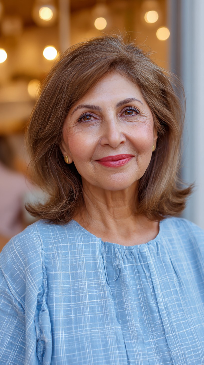 Subtle Brunette Waves with Soft Bangs