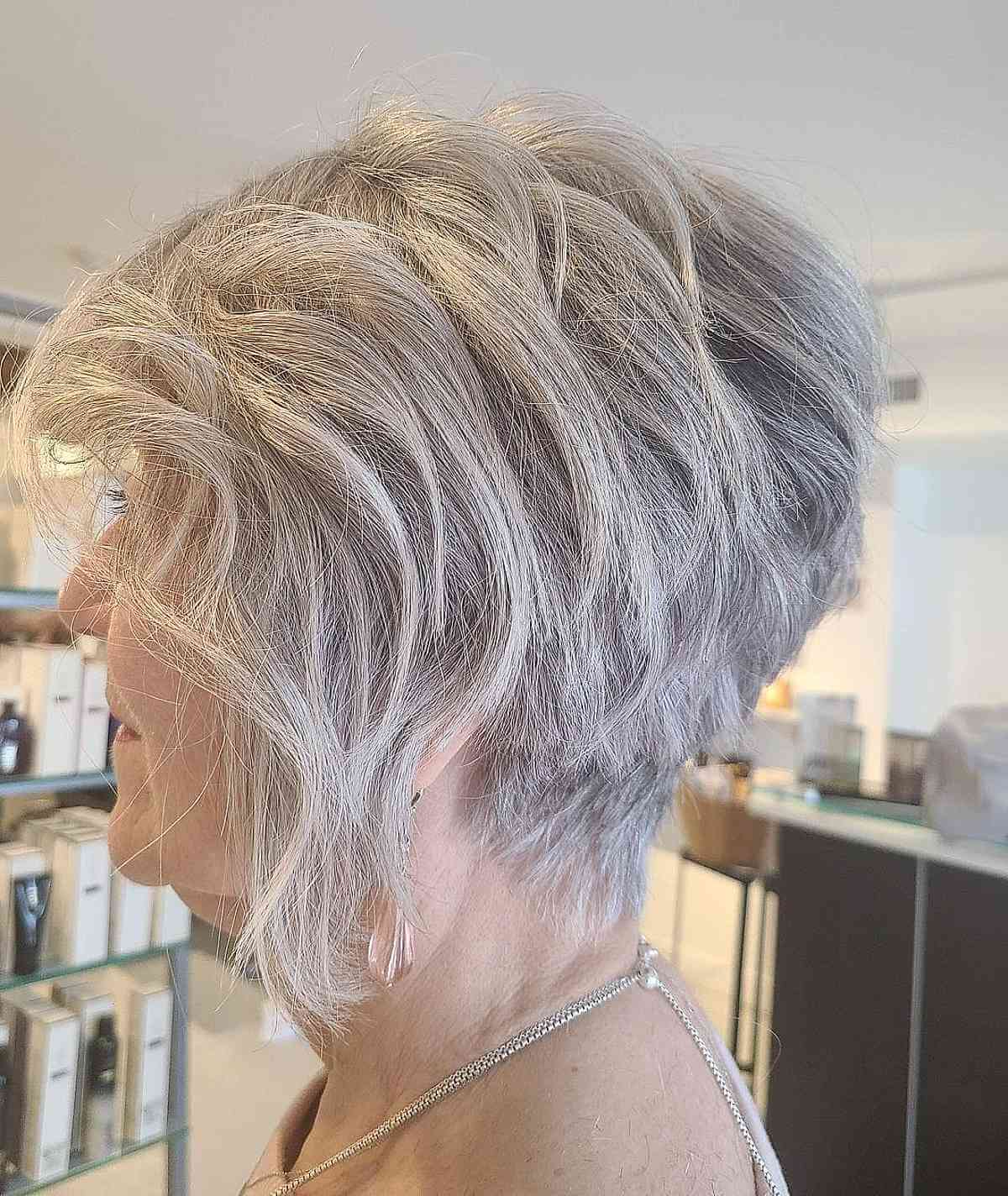 Tapered Pixie with Waves for Thick Hair for a Woman in her 60s