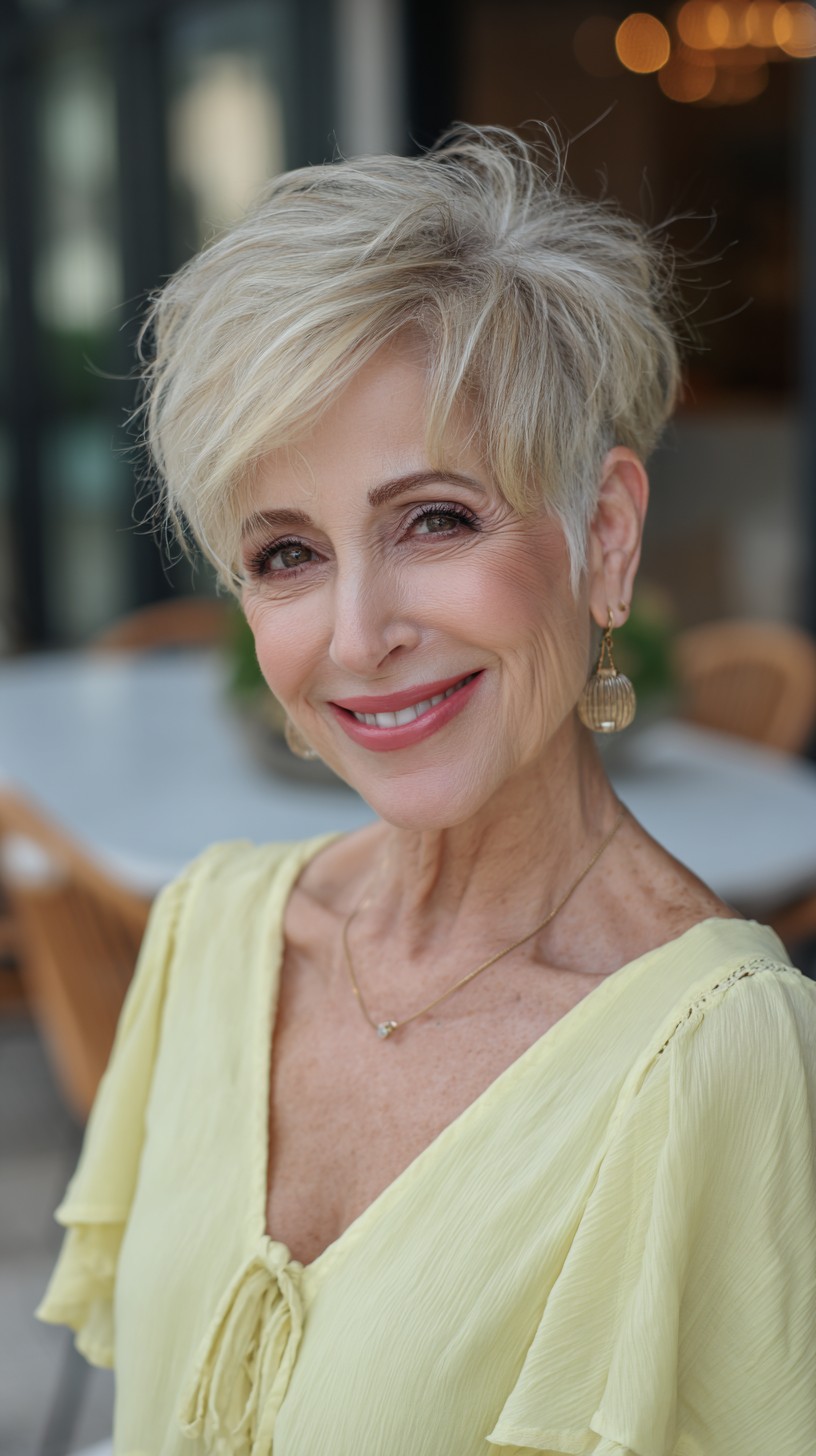 Chic Ivory-Blonde Textured Layered Pixie