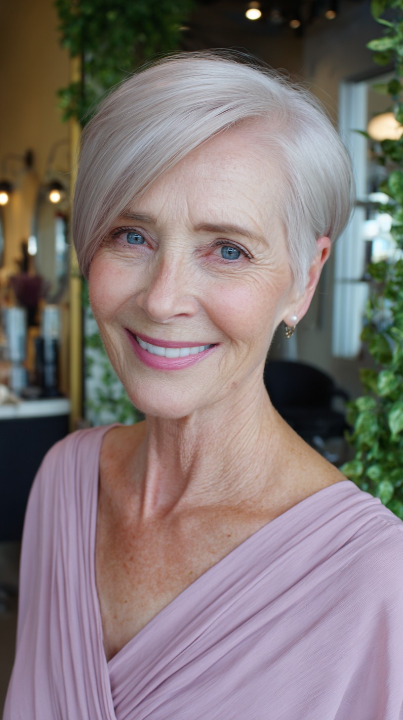 Soft Silver Swoop with Natural Root Depth