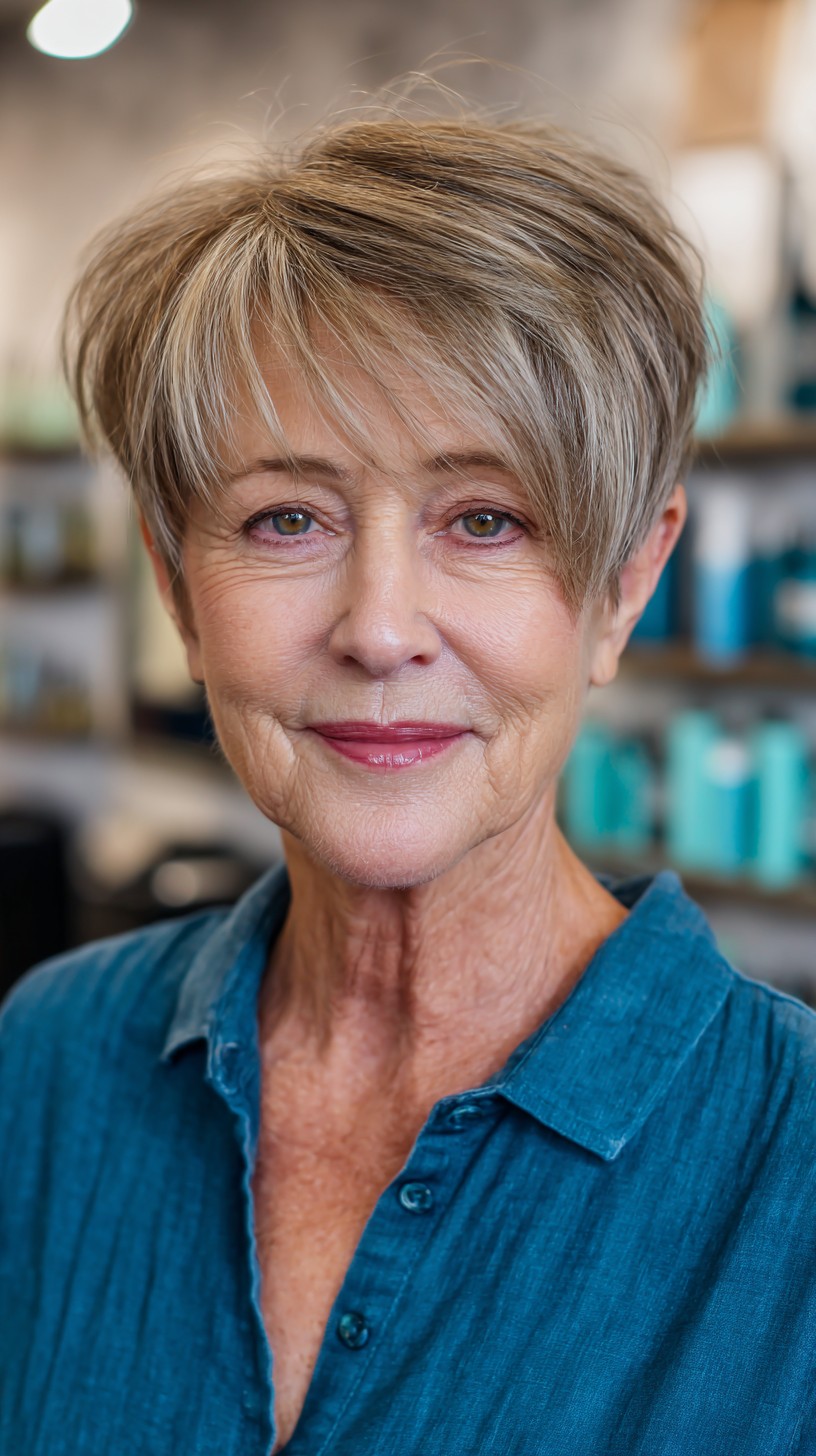 Chic Tapered Ash Blonde Pixie for Women Over 60