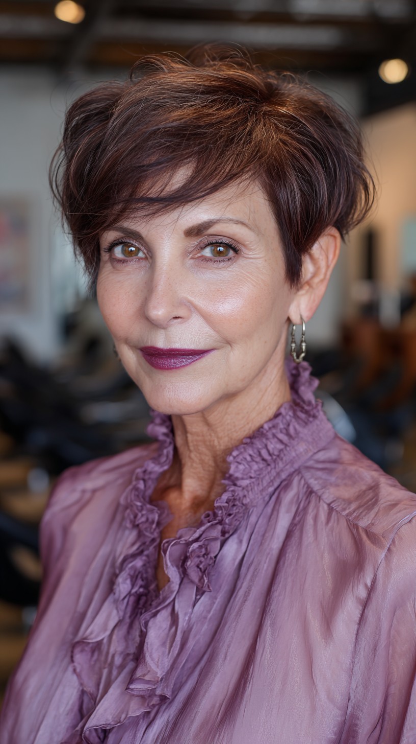 Brunette Textured Side-Sweep with Subtle Layers