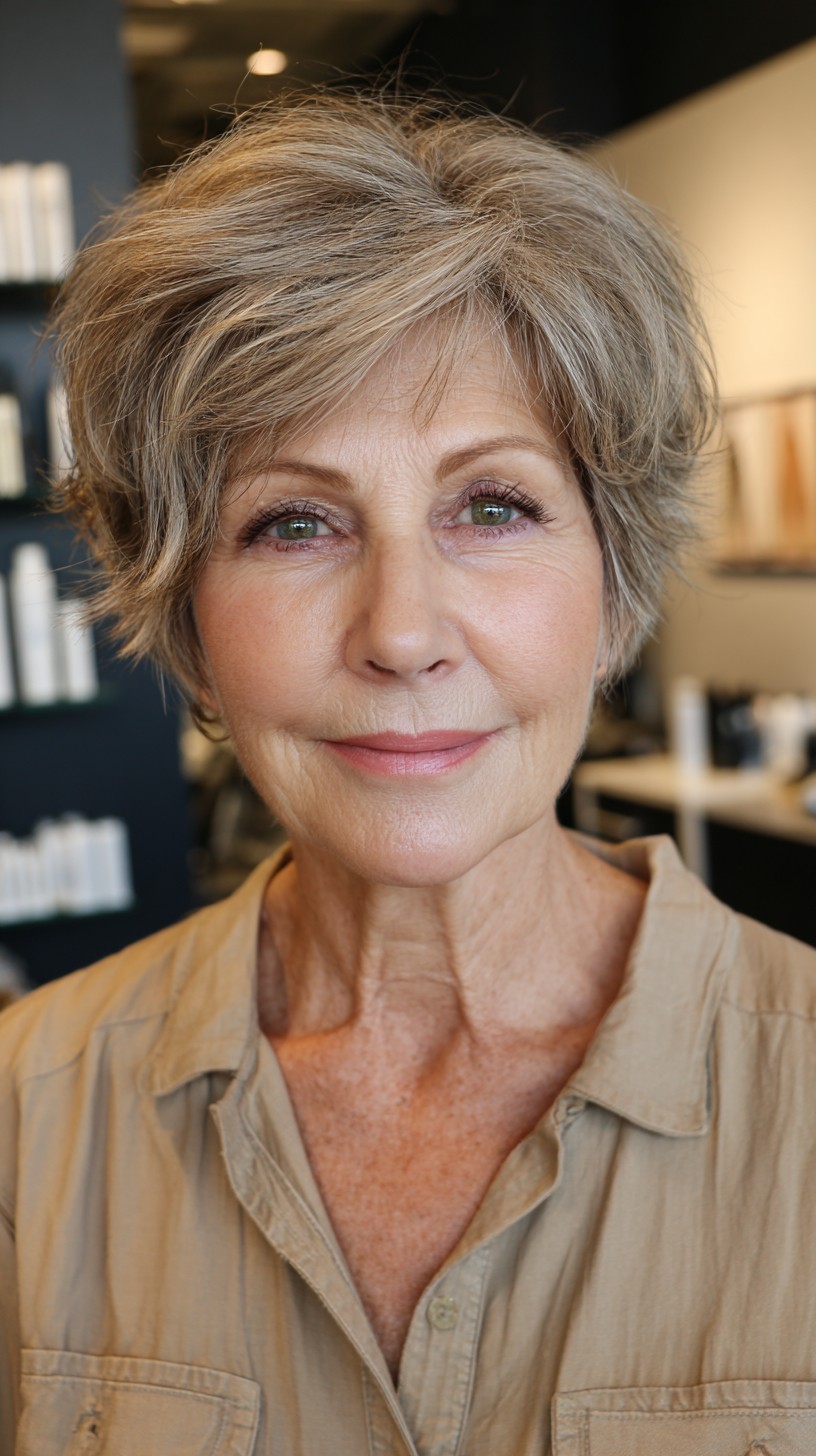 Effortless Tousled Textured Pixie for Over 60s
