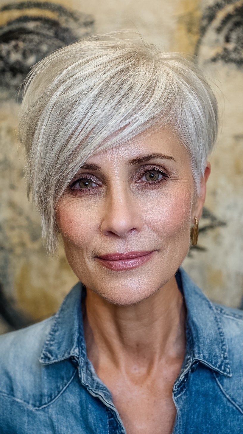 Platinum Blonde Edgy Textured Pixie