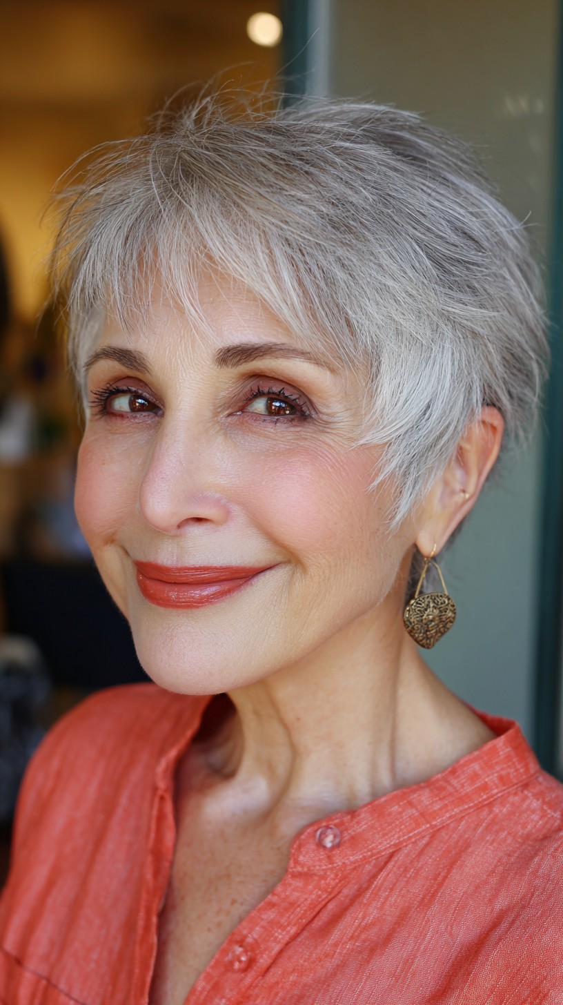 Sleek Silver Textured Pixie with Intuitive Layers