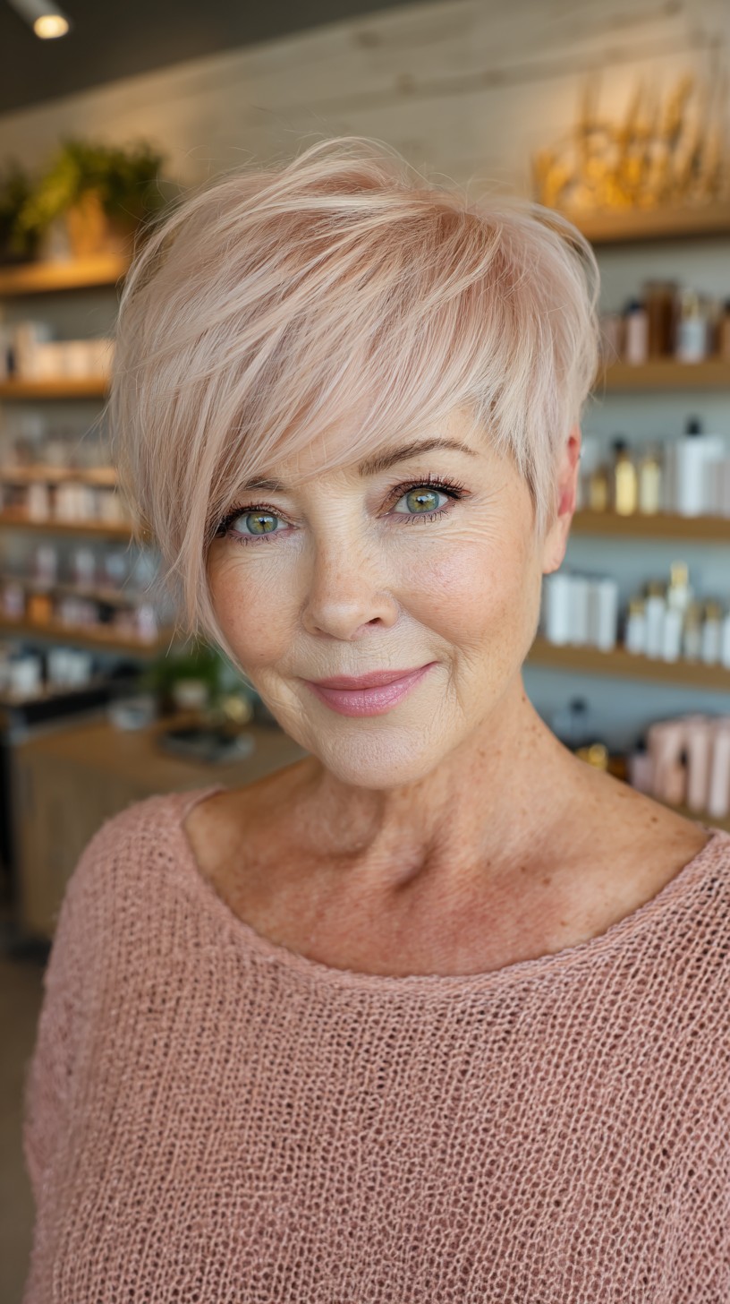 Soft Rose Gold Tousled Pixie