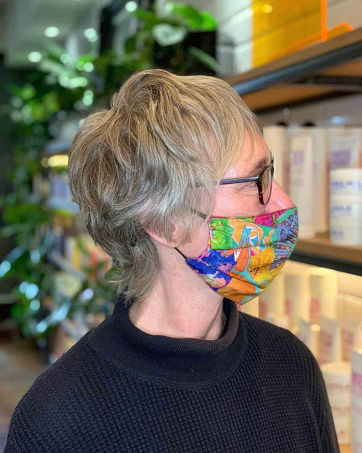 Layered Shaggy Pixie for Wavy Hair Ladies Over 60