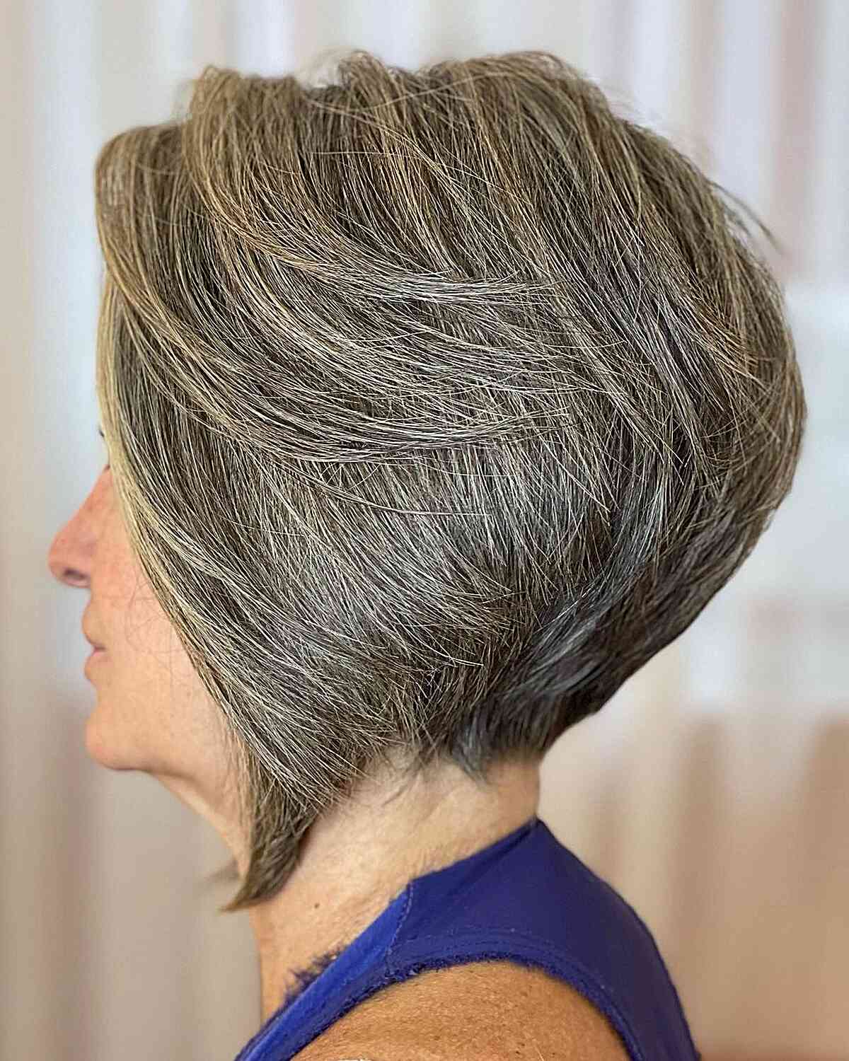 Short thick hair with stacked layers for women over 60