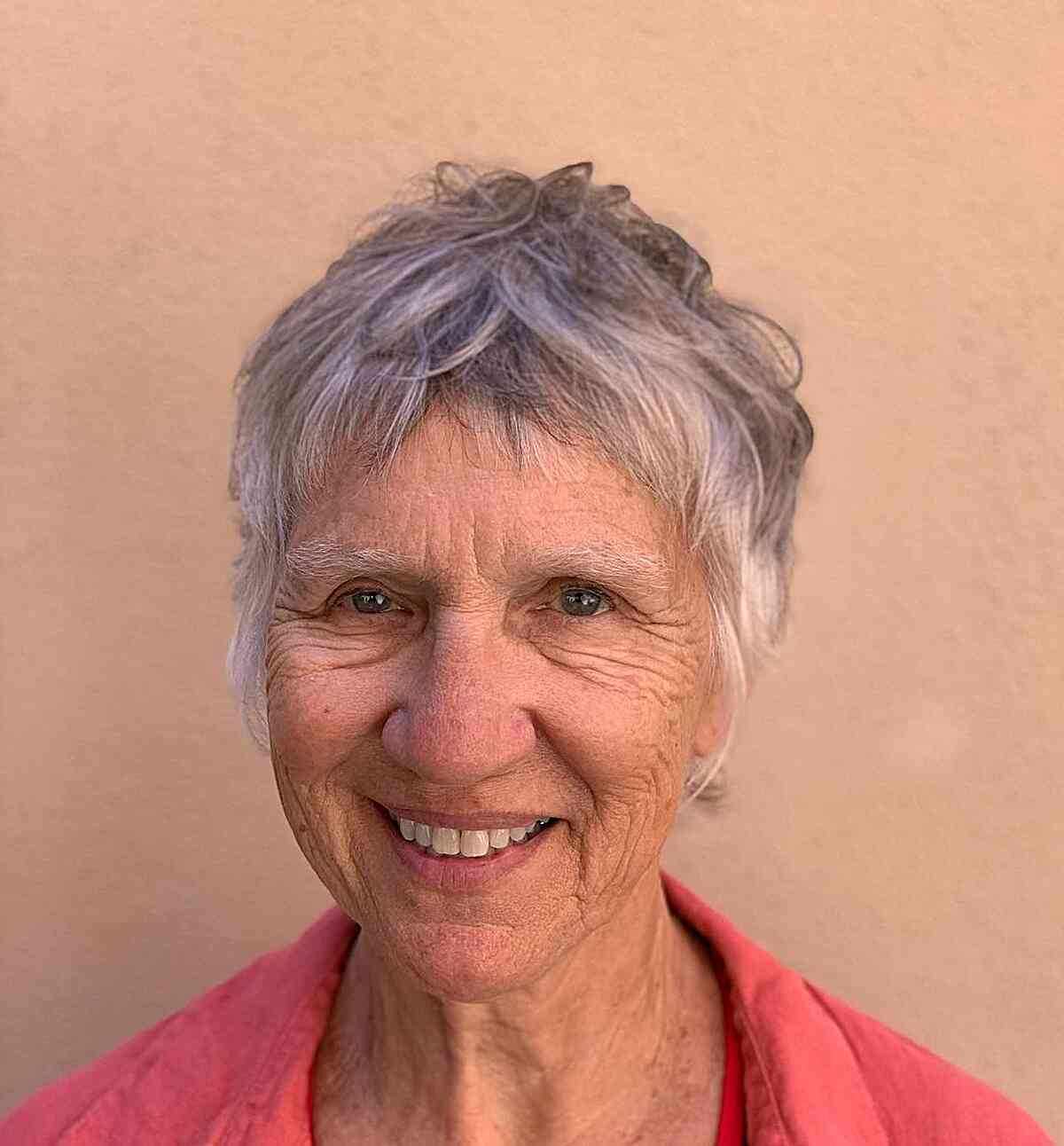 Short and Soft Shaggy Pixie Mullet for Senior Women Aged 60 with Fine Hair