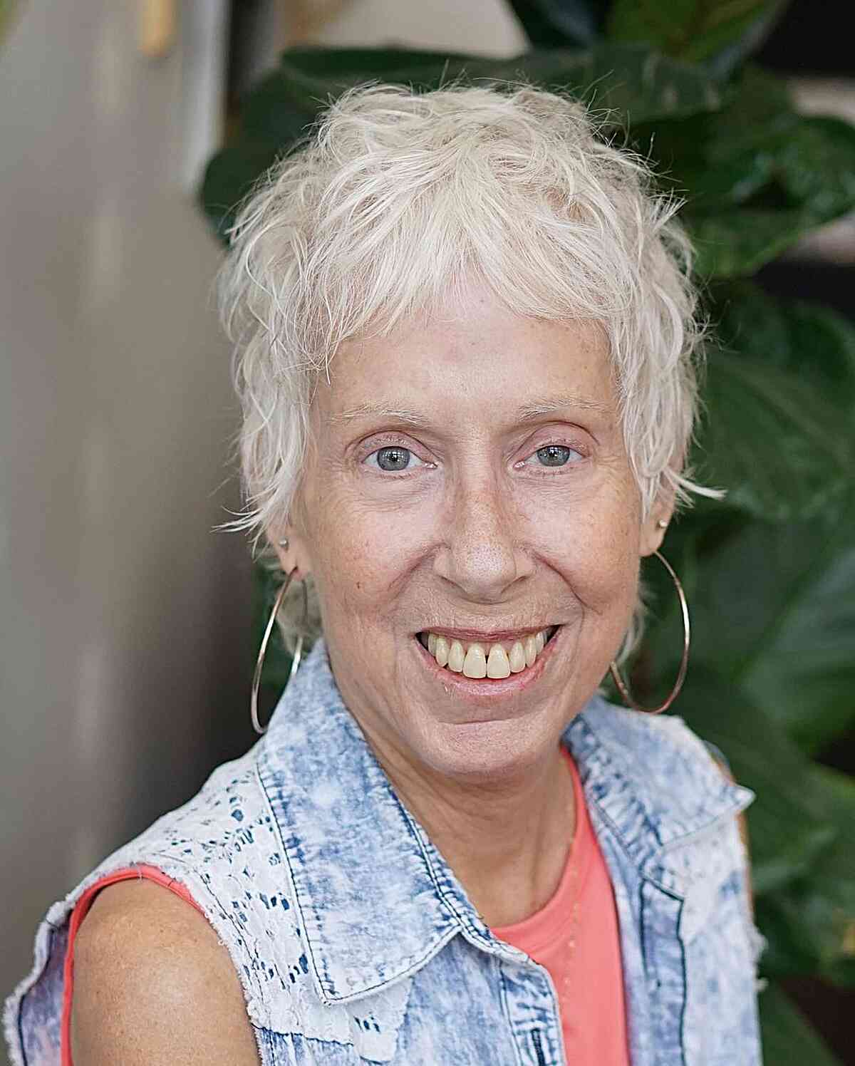 Textured Shaggy Mixie for 60-year-old Women with Thin Hair