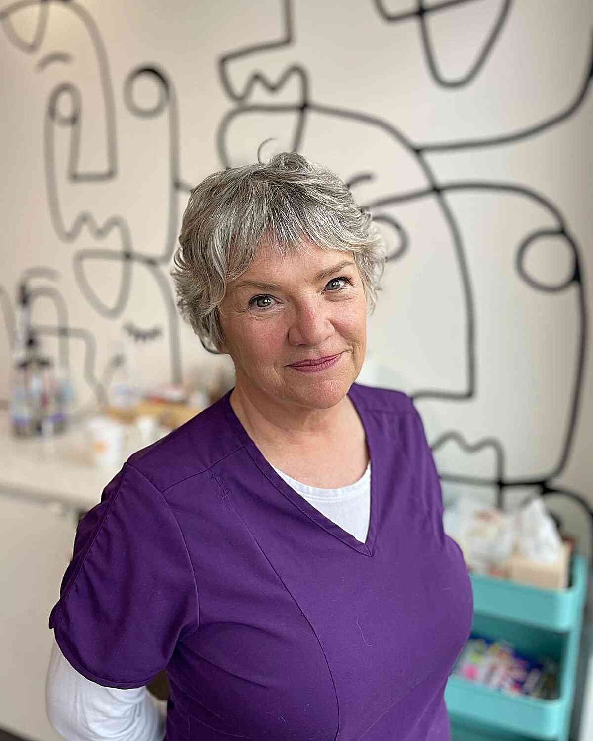 Textured Wavy Shagged Pixie for women over 60 with short hair