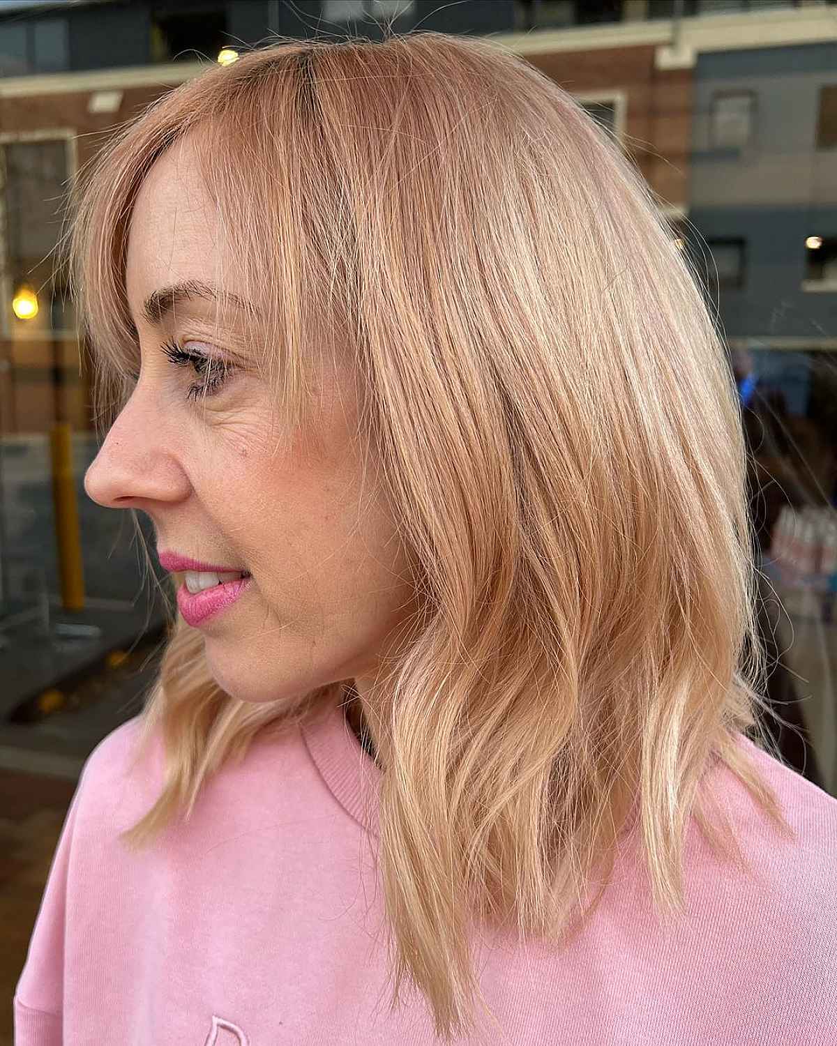 Shoulder length bob with textured ends