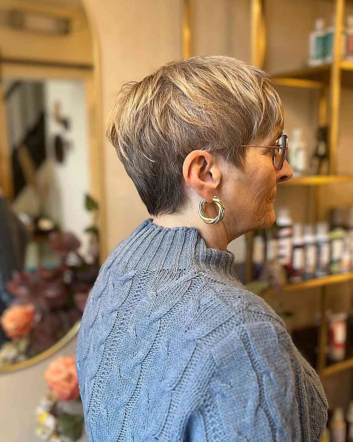 Wispy Feathered Pixie Cut is for 60 year olds with thick hair