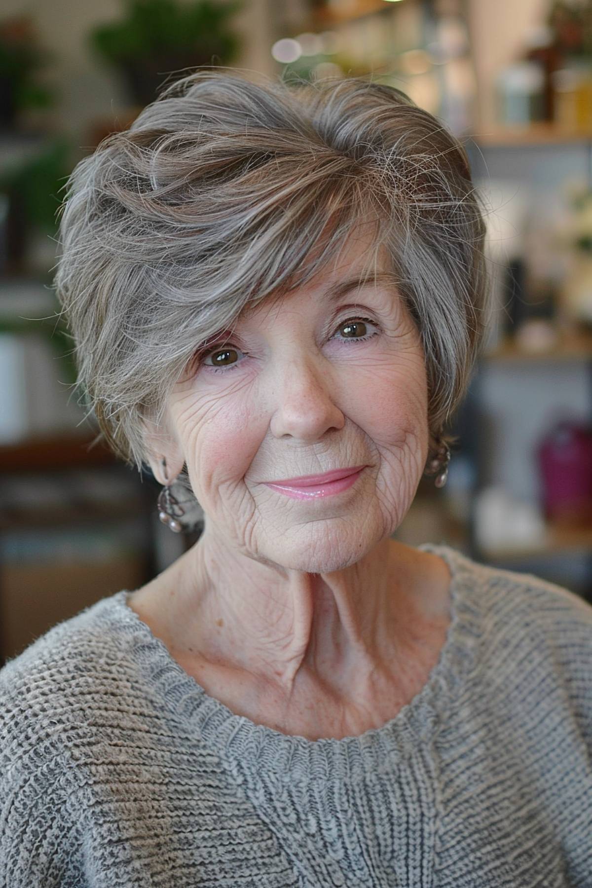 Soft layered crop with soft bangs