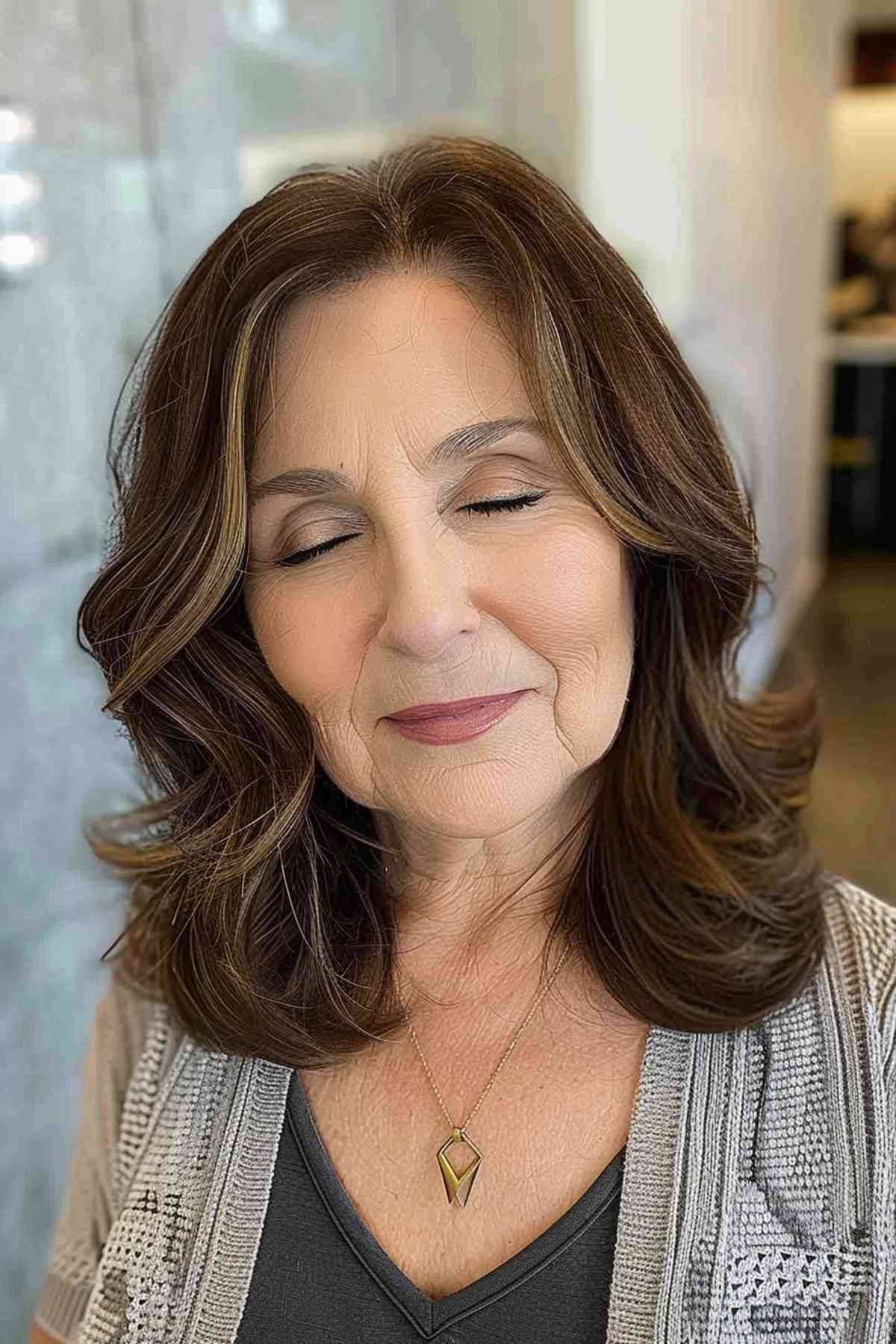 Dark brown with warm and coin accents