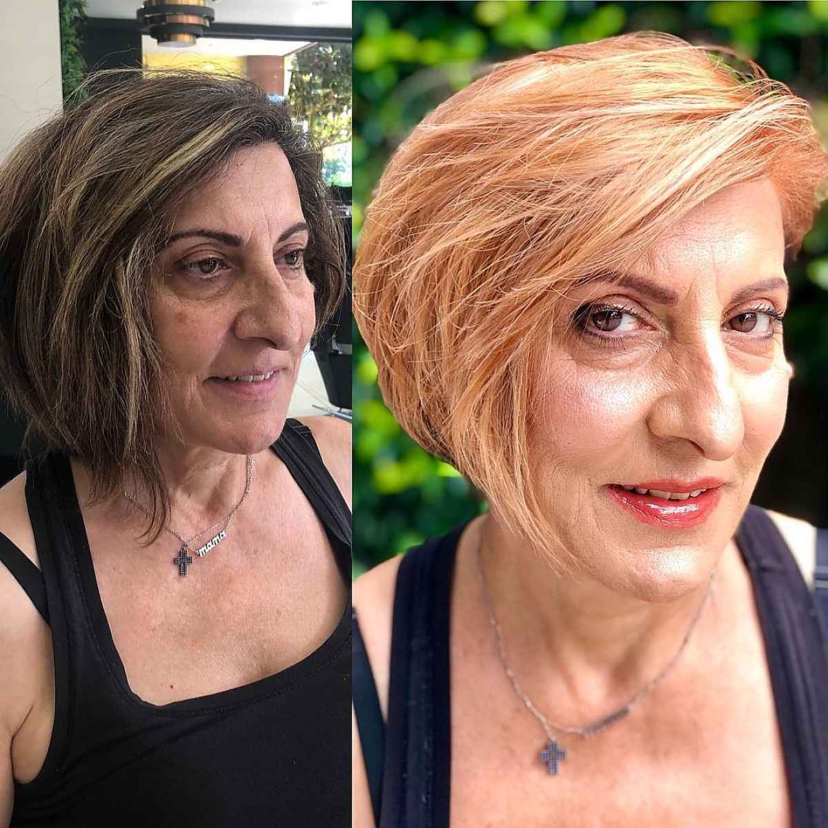 Pumpkin spice short angled bob hairstyle