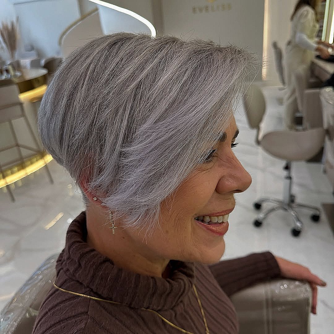 Sleek angled pixie bob with soft layers