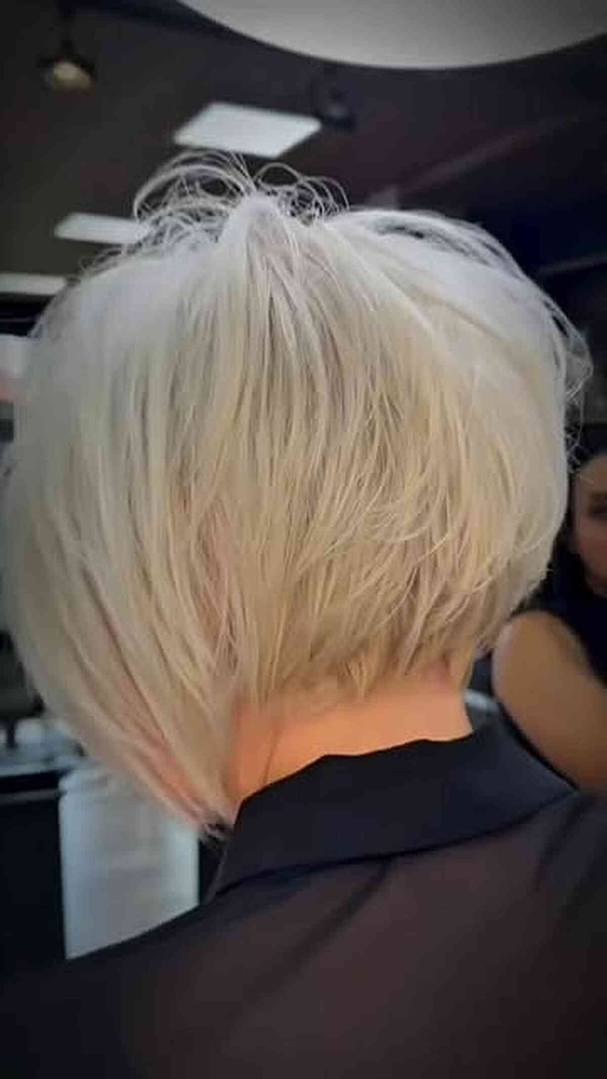 Textured Choppy Bob with Light Blonde Highlights